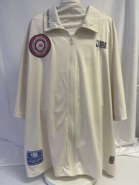 NBA Basketball Mesh Zip Up Jersey Shirt Men's Medium Cream